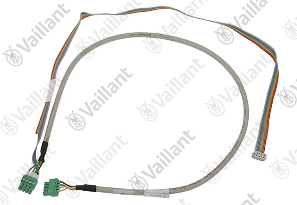 Vaillant Kabelbaum mit mehreren farbigen Leitungen, verbundenen Steckverbindern und Klemmen für die elektrische Verbindung in Heizsystemen.
